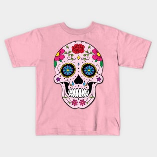 Pink Sugar Skull Design Kids T-Shirt